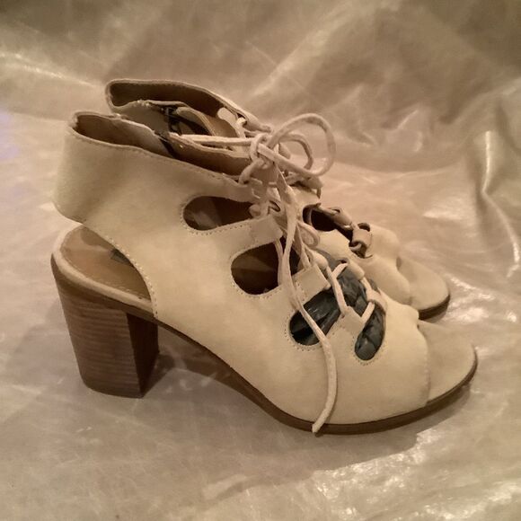 Steve Madden Nilunda Tan Suede Lace Up High Heel Sandals 8 - Picture 8 of 11